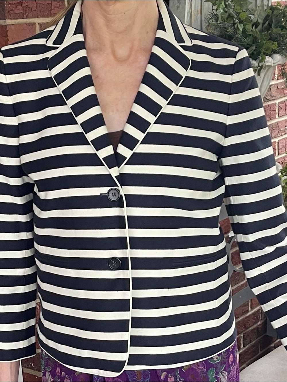 Striped Navy and White Women's Blazer